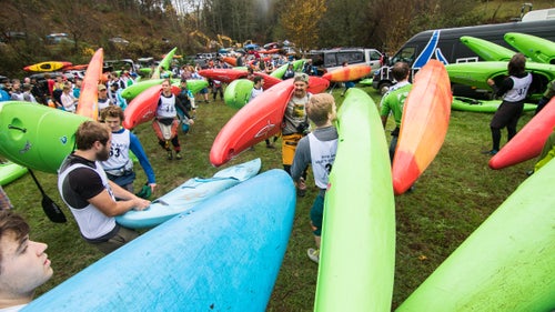 The race is light-hearted—the waiver includes the clause “I have been warned of the stupidity of this activity”—but the stakes are high. Racers gathered around the starting line to blow off steam and catch up with friends. “Paddling is intense, especially when you’re doing it on a really high level,” said Shane Benedict, co-founder of Hendersonville-based kayak maker Liquidlogic, which calls the Green its home river. “And that intensity tends to transfer over to your relationships.”