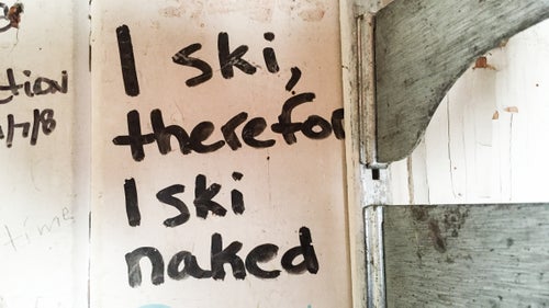 The walls inside the hiker’s hut are plastered with graffiti. Some notes are clever. Others are not. The iPhone struggles in low light compared to a DSLR, but thankfully there was a little window light for this image.