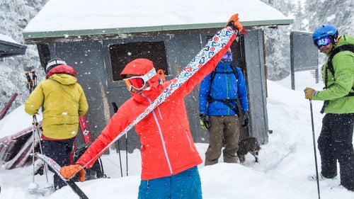 Madeleine “Maddawg” Carey, who works for WildEarth Guardians, ripping skins at the top of Ski Santa Fe.