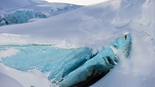 Last year, February storms dumped about six feet of snow over the Coast Mountains in western British Columbia just days before world-champion free skier Josh Daiek arrived to heli-ski for the first time, with plans to descend a 3,500-foot line on a local glacier. “For some people, dropping off a glacier is crazy, but Josh has the experience, and only a small section of it wasn’t covered in snow,” says Gunderson, who lives in Bellingham, Washington. “Once he dropped back into the powder, he was definitely amped up.”
THE TOOLS: Canon 1D X, 70-200mm f/2.8 lens, ISO 100, f/6.3, 1/1,000 second