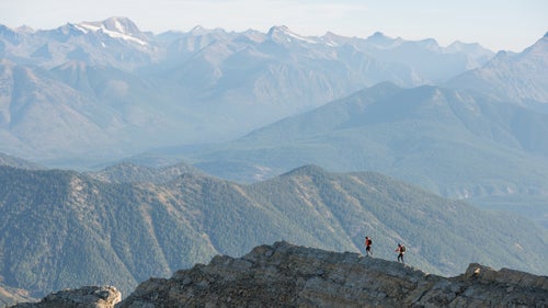 Most of the time, the best and fastest route meant staying high. Cruising along this ridgeline in the Great Bear Wilderness just south of Glacier National Park was the highlight of Day 8, which “turned heinous” when the runners had to descend steep, loose talus and bushwhack through thick timber to make camp.
