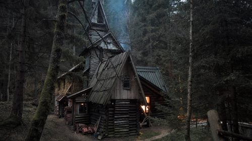 Zelenkovac, Bosnia: A magical cabin converted from a water mill. A Serbian painter built several wooden cabins along this river in the village, transforming the mills that belonged to his father.