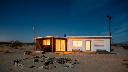 Wonder Valley, California: Lisa Sitko and Douglas Armour’s bungalow, which they purchased and began renovating in 2006. One essential design element: from the bedroom on the left, the couple has an unobstructed view of the sunrise.