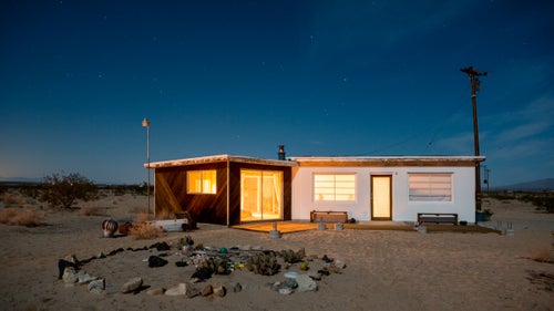 Wonder Valley, California: Lisa Sitko and Douglas Armour’s bungalow, which they purchased and began renovating in 2006. One essential design element: from the bedroom on the left, the couple has an unobstructed view of the sunrise.