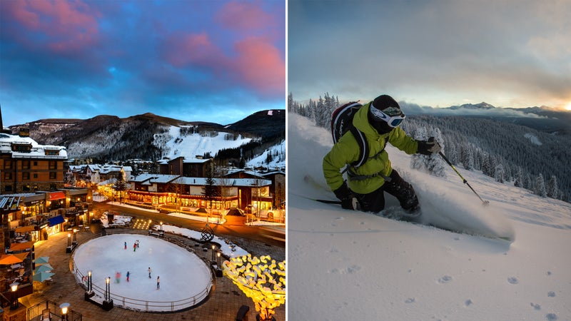 From left: Skating in Vail; tele turns on the Minturn Mile.