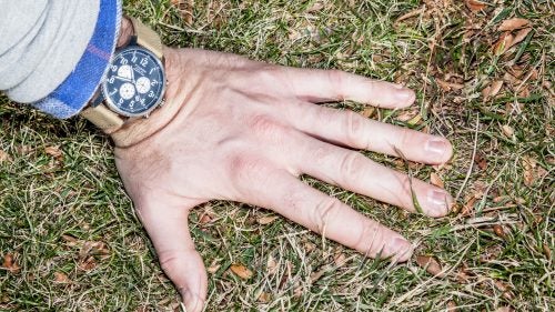 Filson partnered with Detroit-renaissance watchmaker Shinola for its Mackinaw Field Chrono. But Filson being Filson, the company moved its watch away from the city and into the bush, with a canvas-covered leather strap, scratch-resistant sapphire crystal, and a body that’s waterproof down to 660 feet.
