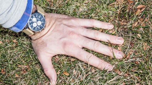 Filson partnered with Detroit-renaissance watchmaker Shinola for its Mackinaw Field Chrono. But Filson being Filson, the company moved its watch away from the city and into the bush, with a canvas-covered leather strap, scratch-resistant sapphire crystal, and a body that’s waterproof down to 660 feet.
