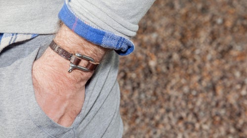 A man’s jewelry should be like his coffee: no frills. The Leather Bracelet with Shackle has a leather band, waxed thread, and stainless-steel buckle. That’s all you need. Submit your wrist measurement to designer Ivan Cavieses, and he’ll hand-make one to your specifications in his workshop in Hoboken, New Jersey.