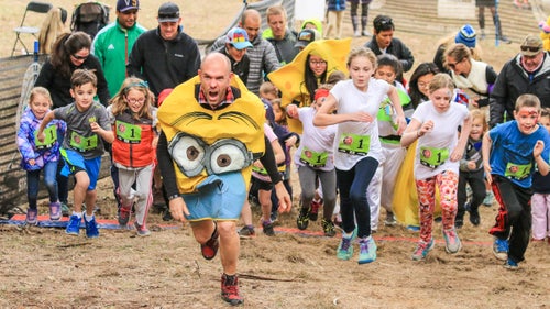 A minion leads out the free kids race held Saturday afternoon.