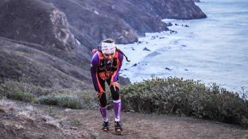 The North Face Endurance Challenge Championships in San Francisco, California, is quickly becoming one of the most most competitive races in the country. With a $10,000 first place prize for the 50 mile event, a who’s-who of ultrarunners chase each other along the rolling Marin Headlands course.
Photo: With a 5 a.m. start 50 mile racers spent two hours running by headlamp but were treated to a spectacular sunrise along the Pacific Coast north of San Francisco in the Marin Headlands.