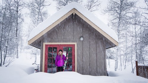 When you live in a tiny home in the mountains, you need a gear shed. There was no way I could fit all my toys in the house, so skis, boots, poles, bikes, surfboards, ropes, climbing gear, sleeping bags, tents, chairs, stoves, kiteboard and kite, disco balls, Rollerblades, scuba masks, flippers, wetsuits, teepees, bean bags, gardening supplies, tractor equipment, and sled tools all live out here. In the summer, I turn it into a screen-printing shop.