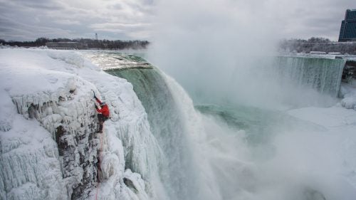The Canadian ice climber and all-around-adventurer has done some pretty cool stuff, but scaling a frozen shoulder of Niagara Falls in January was borderline nuts. With six million cubic feet of water ripping down the falls each second, the 47-year-old kept his poise and hammered his way 167 feet to the top. Looking back on it days later, he described the feeling to Outside: “Normally on an ice climb, if you fall in the first 20 feet you might land in the snow and walk away. Here, if you fall, you go into the world’s most savage mixing bowl. And it is going to fuck you up.”