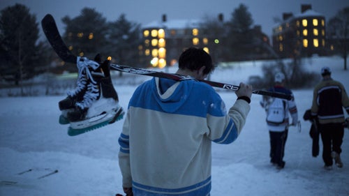 Wynia stopped by Colby College in Waterville, Maine, to capture the school’s unofficial hockey scene, where, when rink time is scarce, club players practice on Johnson’s Pond. Wynia never joined the games he photographed, but he didn’t escape unchecked. “I tried to stay out of the way and only got hit a couple of times,” he says. “I just scooted off the edge and pretended like it didn't hurt.”