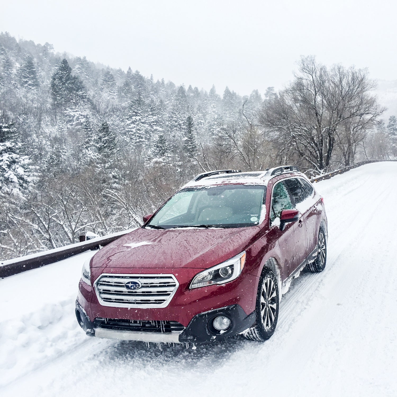 This year's Outback has symmetrical all-wheel-drive with constant four-wheel power that bests other all-wheelers in a mountain snowstorm