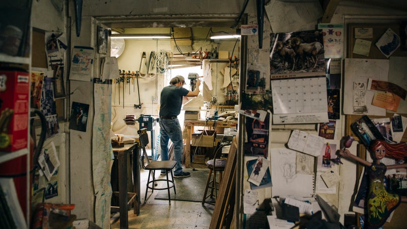 Paul in his woodworking shop, located on the first floor of his house in Dover-Foxcroft, Maine.