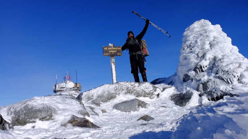 Gathman summited Mt. Washington on a rare mild and sunny day in early January.