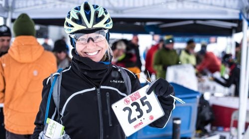 Competitors were all smiles at registration. Good luck kept the bulk of the forecasted new snow at bay until the race finished.