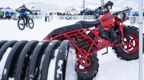 Much attention was given to grooming the course, and this Rokon was just one of the many unique vehicles used prior to the race. Fat biking is best on smooth, well-packed single- or doubletrack.