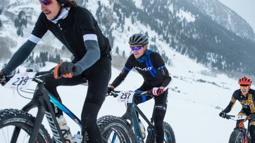 Professional road racer Robbie Squire, center, relied on good fitness and a bit of luck to become the first-ever Crested Butte Fat Bike World Champion. He’d only ridden a fat bike once before: his biggest challenge was obtaining one for the race.