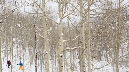 The avalanche danger was rated “high” after the storm, so we made sure to climb and ski low-angle terrain.