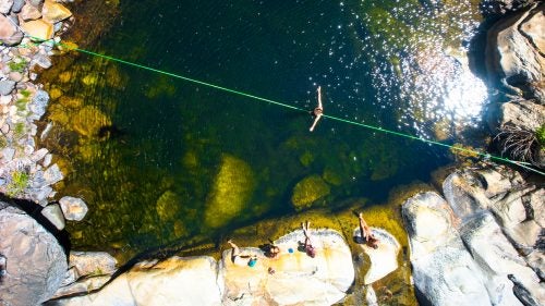 Six months out of the year, 24-year-old Lempe lives in Yosemite Valley, California, where he was eager to take a group of friends to a favorite spot behind Middle Cathedral Rock. There he captured Colin Harkins slack lining above a pool along Bridalveil Creek. “It’s one of Yosemite’s hidden gems,” says Lempe, who pulled himself across a rope he’d tied to two giant pine trees, 50 feet above the pool, after leading the group on a three-hour hike. “They’d started wondering aloud if it was worth it, but as soon as we got there they were totally stoked.”
THE TOOLS: Sony A7, Voigtländer 15mm f/4.5 lens, ISO 500, f/8, 1/400 second