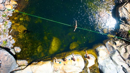 Six months out of the year, 24-year-old Lempe lives in Yosemite Valley, California, where he was eager to take a group of friends to a favorite spot behind Middle Cathedral Rock. There he captured Colin Harkins slack lining above a pool along Bridalveil Creek. “It’s one of Yosemite’s hidden gems,” says Lempe, who pulled himself across a rope he’d tied to two giant pine trees, 50 feet above the pool, after leading the group on a three-hour hike. “They’d started wondering aloud if it was worth it, but as soon as we got there they were totally stoked.”
THE TOOLS: Sony A7, Voigtländer 15mm f/4.5 lens, ISO 500, f/8, 1/400 second
