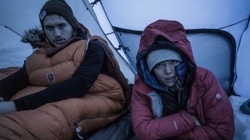 December 6: Within a few days of the team’s departure, Smith (left) received a call from Brandur warning them that Storm Desmond would make landfall the following day. The team, including Rees (right) hurried to build snow walls and secure the tent. Dowie was suffering from a lung infection, and the team arranged for a rescue. ICE-SAR transported Dowie by snowmachine to the coastal town of Kópasker while the rest of the team followed on skis. The dream of an unsupported crossing ended with the extraction, but the three who remained—Wilson, Smith, and Rijnbeek—were still determined to cross Iceland from north to south. Dowie soon left for England and several days later Rees returned to the U.S.