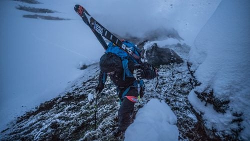 December 24: Smith following the popular Laugavegur trekking trail, weaving through ridges and moss-laden rock gardens warmed by the steam vents. The team chose lightweight, mid-fat backcountry boards (78mm waist) to handle the technical terrain on their original route. Post-expedition, a prominent member of the Icelandic Alpine Club criticized the choice; a skinnier ski, he said, would have allowed the team to move faster. Smith insists that the fatter skis were perfect.