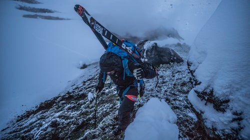 December 24: Smith following the popular Laugavegur trekking trail, weaving through ridges and moss-laden rock gardens warmed by the steam vents. The team chose lightweight, mid-fat backcountry boards (78mm waist) to handle the technical terrain on their original route. Post-expedition, a prominent member of the Icelandic Alpine Club criticized the choice; a skinnier ski, he said, would have allowed the team to move faster. Smith insists that the fatter skis were perfect.
