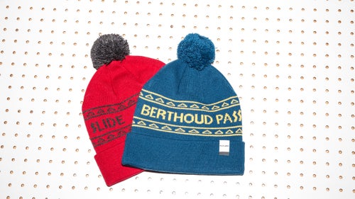 Flylow commemorates some of the best extinct ski areas—including Berthoud Pass (Colorado), Brodie Mountain (New York), and Slide Mountain (Nevada)—with its Revival Pom hats. Available this fall.