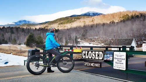 The Auto Road is closed from September to May, and Johnson had to get special permission to ride. Johnson’s support crew accompanied him in a snowcat, van, and on snowmobiles.