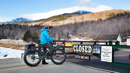The Auto Road is closed from September to May, and Johnson had to get special permission to ride. Johnson’s support crew accompanied him in a snowcat, van, and on snowmobiles.