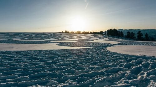 A frozen lake with a good viewpoint for photos is Beck’s ideal canvas. He tries to steer clear of popular ski paths.