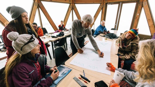 “I do as much prep indoors to make things as slick as possible when I get outdoors,” Beck says. “The size of the location determines the design. I map out the design on a sheet of paper and make certain measurements—one millimeter represents one pace, for example.”