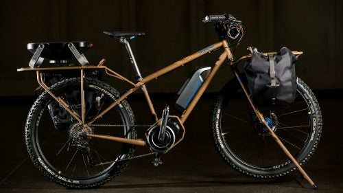 The Sycip BBQ Bike comes equipped with a rear rack designed to hold a small propane grill. A cutting board and knife fit in the front rack. Thankfully, it's an e-bike to help you haul all that food and gear.