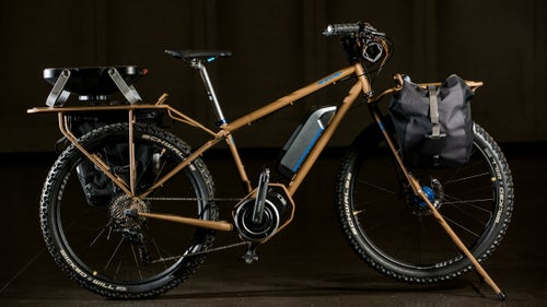 The Sycip BBQ Bike comes equipped with a rear rack designed to hold a small propane grill. A cutting board and knife fit in the front rack. Thankfully, it's an e-bike to help you haul all that food and gear.