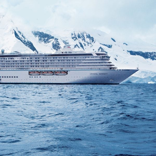 The Crystal Serenity in Antarctica. The ship will make its first trip through the Northwest Passage this summer.