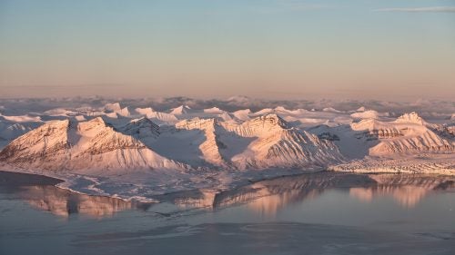 A view of the island of Spitsbergen in Svalbard. Ny-Ålesund was founded in 1917 for mining, which continued off and on until 1962, when the area was designated solely for scientific research after several fatal mining accidents.