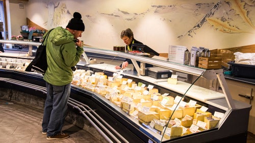 “I’ll take some of that white cheese.” Brunso ponders some of Switzerland’s gastric delights. Don’t forget the chocolate.