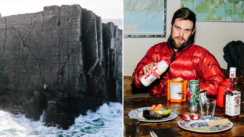 Left: Miller and Morkel on Berg Stack. Right: Morkel after scaling it.