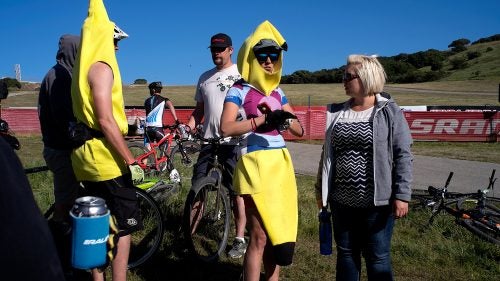 None of the fruit podiumed during the first-ever eMTB race at Sea Otter, but they still seemed to enjoy the experience.