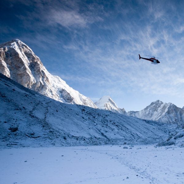 Helicopters are now being used to transport gear from Everest Base Camp to Camp I.