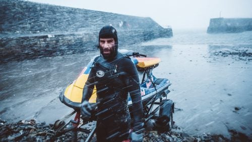 Big-wave surfers Andrew Cotton and Hugo Vau (pictured) are made of stern stuff. One winter, chasing a storm that was creating massive waves in the Atlantic, they pitched up at Mullaghmore Head in northwestern Ireland. As snow and hurricane-force winds battered the coast, they simply suited up and went into battle with the elements.
