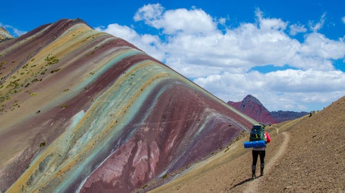 The most eye-catching reward is when you arrive at the painted hills, hidden deep in the Andes, usually on the fourth day. The mountains appearance comes from millions of years of sediment deposit and lots of tectonic shifting from the surrounding Andes. Iron oxide is responsible for the reddish color, manganese for the pink, and likely some combination of copper mixing with air and water to create the teal.