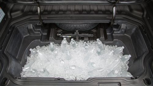 The new Ridgeline retains the in-bed trunk of the original. It auto-locks when you lock the cabin doors. The trunk also acts as a built-in 82-quart cooler with its own drain plug. Other bed options include a 400-watt power outlet and a six-speaker audio system that runs off the car’s stock audio head unit.