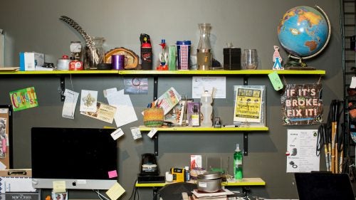 Nancy Ford's desk at the Repair Lair.