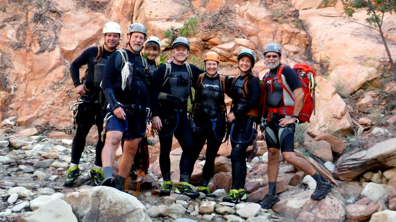 The group's last photo. From left: Gary Favela, Don Teichner, Muku Reynolds, Steve and Linda Arthur, Robin Brum, Mark McKenzie.