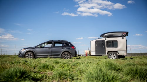 Sarah Harris, 42, of Denver, Colorado, towed her Hiker Trailer to the event. It stood out for its simplicity, light weight, and low price. The 5-by-8-foot model starts at $4,700 (most similarly sized campers cost around $15,000) and weighs just 860 pounds, which means you can tow it behind most cars, including the Subaru Crosstrek. Rob Reeve, 46, started the company in Denver with the goal of producing an affordable, customizable camp trailer.