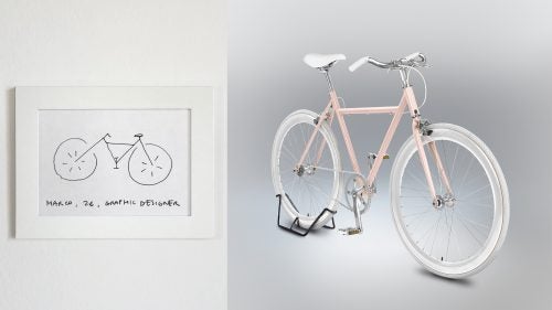 From my friend Marco. He’s a graphic designer and visual artist. He drew his bike around an M (as in Marco, of course).