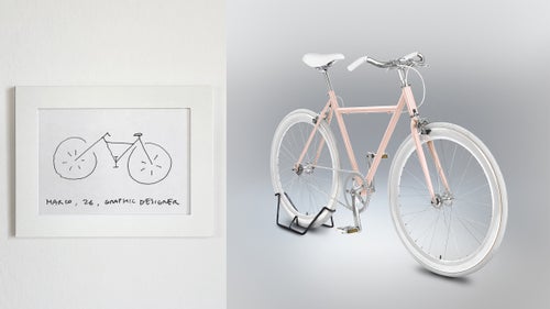 From my friend Marco. He’s a graphic designer and visual artist. He drew his bike around an M (as in Marco, of course).